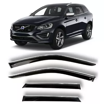 Window Visors Deflectors Black With Chrome Strip For Volvo XC60 2008-17 • $129