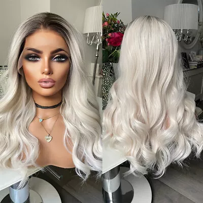 Women Lace Front Wigs Highlight Blonde Heat Resistant Hair Long Wavy Full Head • £25.99