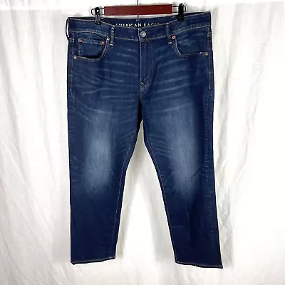 American Eagle Men's Airflex + Slim Straight Jeans Denim 38 X 30 Stretch EUC • $23.02