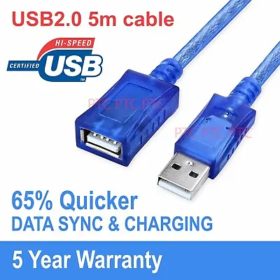 $8.85 • Buy 5M Premium USB 2.0 Extension Cable USB Male To Female Printer Extension Cable AU