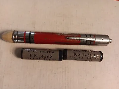 Vintage Chrome & Paint Pocket Flashlight Pen Light Bell System Batteries USA • $6.88