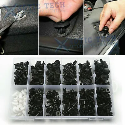 350Pcs Car Body Plastic Push Pin Rivet Fasteners Panel Trim Moulding Clip Tool • $18.99