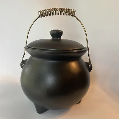 Vtg McCoy Black Kettle Cookie Jar HANDLE Lid Bean Pot Halloween Witch Cauldron • $75