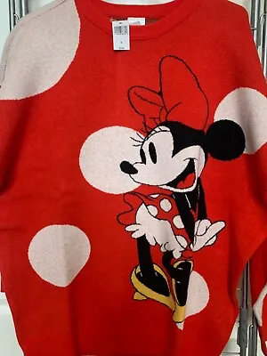 NEW Disney Sweater Adult XL Minnie Mouse Knit Red White Black Polka Dot Parks • $45