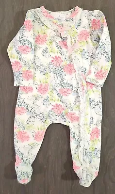 LAURA ASHLEY Baby Girls 3-6 Months Floral Babygrow (A76) • £1.40