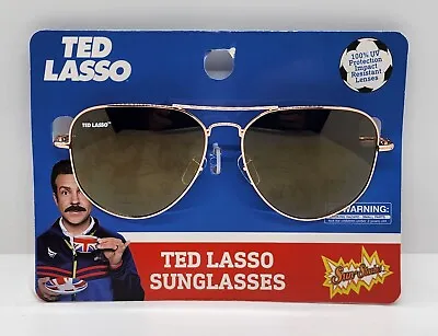 Brand New Halloween Cosplay Aviator Brown & Gold Ted Lasso Sunglasses Sun-Stache • $29.99