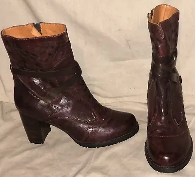 $49 • Buy Everybody By BZ Moda Burgundy Leather Zip Up Size Women Bootie Boots EU 39/ US 8
