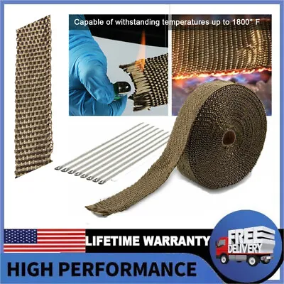 1  50FT Titanium Manifold Exhaust Wrap Header Pipe Heat Insulation Tape Roll Kit • $16.95