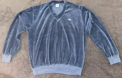 Vintage Adidas Velour Mens Large Sweatshirt Pullover Trefoil 80s 90s • $45
