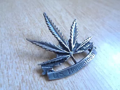 US Homegrown Metal Pin Large Vest Jacket Hat Shirt Cannabis Badge Pot Leaf Biker • $8.99