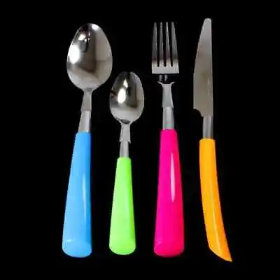 £17.99 • Buy Set Of 24 Coloured Stylish Stainless Steel Cutlery Dining Set