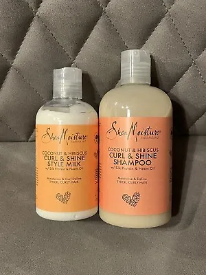Shea Moisture Coconut And Hibiscus Curl And Shine Style Milk & Shampoo Set • £20