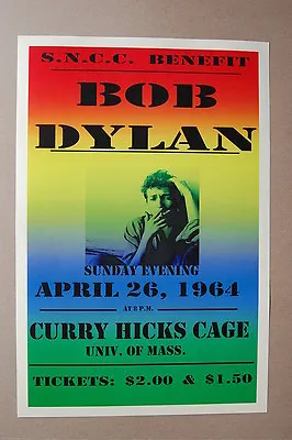 $4.25 • Buy Bob Dylan Concert Tour Poster 1964 University Of Mass Curry Hicks Cage--