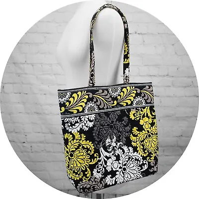 ❤️ VERA BRADLEY Baroque Snap Tote Black Yellow Damask • $13.99