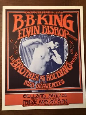 1971 B B King Big Brother Elvin Bishop Selland Arena Fresno Ca Concert Poster • $169.99