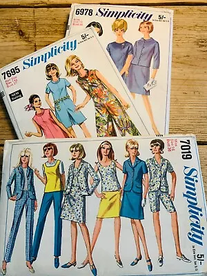 £5.99 • Buy 60's Simplicity 3 Vintage Dressmaking Patterns Size 14/16 Used And Used 