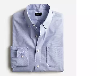 J. Crew NWT $89.50 Blue Slim Bowery Wrinkle-Free Stretch Cotton Shirt (XL) • $25