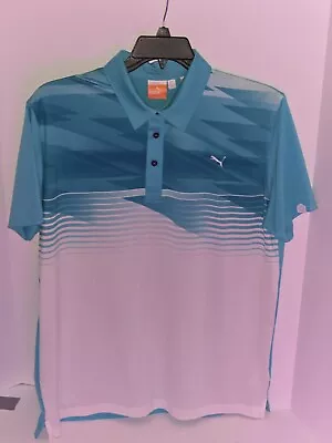 MENS PUMA SHORT SLEEVE BLUE/Green Golf POLO SIZE L LARGE • $19.99