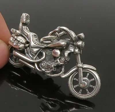 925 Sterling Silver - Vintage Heavy Biker Motorcycle Pendant (SPINS) - PT18369 • $135.50