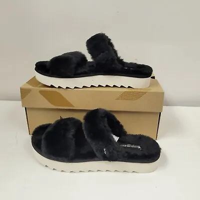 Koolaburra By UGG Faux Fur Slide Sandals Fuzz On Black 7 Medium • $24.99