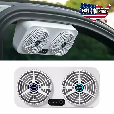 Universal Dual Fan Car Window Cooler USB Smoke Ventilator Quick Air Circulation • $35.69