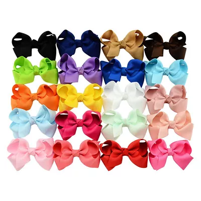 4 Inch 20 PCS/2PCS HAIR BOWS CLIPS BOW GIRLS CLIPS SCHOOL RIBBON SLIDE ACCESSORY • £15.95