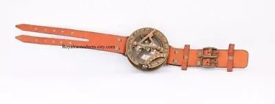 Brown Polish Compass Vintage Look Leather Bracelet Watch Collectible Handmade • $26.71
