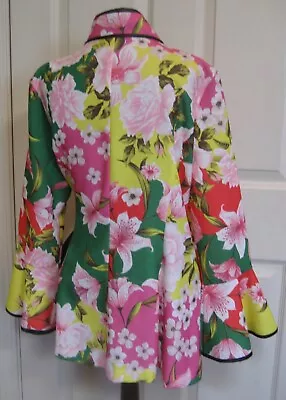 IC Collection Spring Floral Print Stylish Wrap Front Tie Jacket 4346J Size L • $46.22