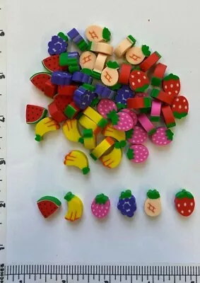 60 Mini Fruit Shaped Erasers Teacher Supply Sorting Math Counters Cherries Berry • $6.99