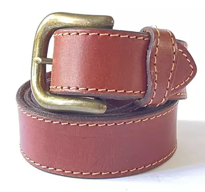 Belt Vegan Leather Brown Contrast Stitching Size 38  Or  95CM  45  L X 1.25  W • $9.99