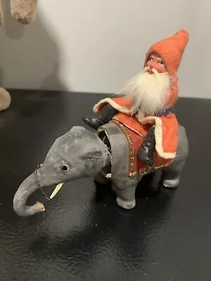 Antique Clay German Belsnickle Santa Rides Paper Mache Nodder Elephant • $258