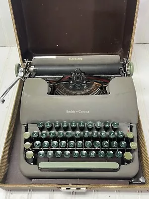 Vintage Smith Corona Tabulator Green Key Portable Typewriter With Case • $45