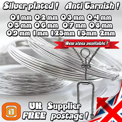 Silver Plated Craft Wire / Jewellery / Floristry / Anti Tarnish / Copper Core UK • £2.30