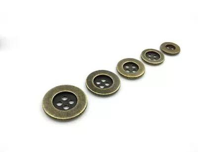 4 Holes Buttons Antique Silver Bronze Button Round Sewing Material Craft Decor • $27.81