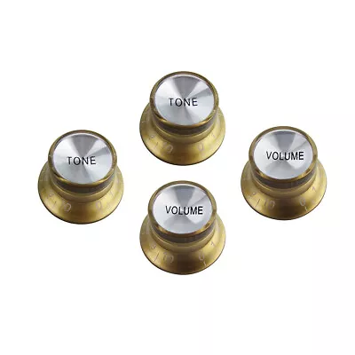 4x Gold Guitar Knobs Bell Top Hat Tone Volume For Gibson Epiphone Ibanez Jackson • $9.99