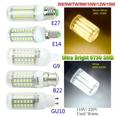 7W-30W E27 LED Light Bulbs B22 E14 G9 GU10 Lamp SMD5730 LED Corn Bulb AC220V UK • £6.79