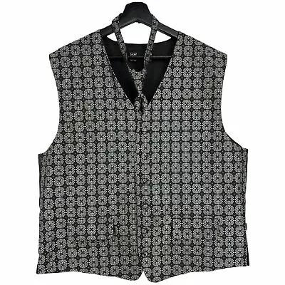 Tuxedo Vest Formal Wear Necktie Mel Howard Vintage Black Silver Large  • $25