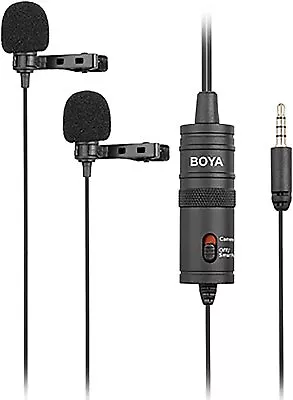BOYA BY-M1DM Dual Lavalier Universal Microphone For Smartphones DSLR Cameras • £18