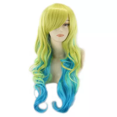 Bangs Heat Resistant Cosplay Wig Synthetic Ombre Lolita Anime Long Curly Wavy • £15.39