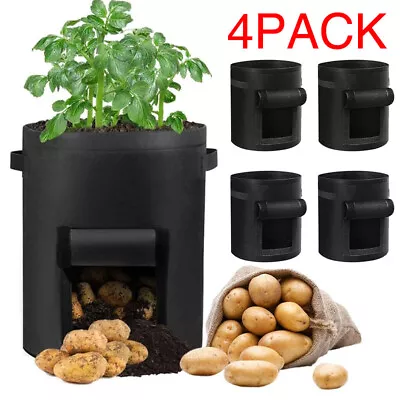 4X Plant Grow Bags Potato Fruit Vegetable Garden Planter Growing Bag 10 Gallon • £12.99