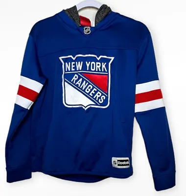 REEBOK NHL Face Off New York Rangers Hockey Hoodie Sweatshirt *Large 14/16* • $17.49