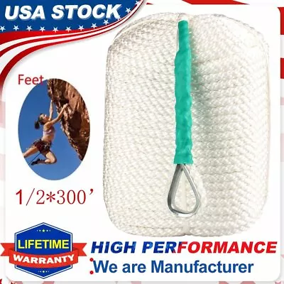 $53.59 • Buy 1/2 X 300 NYLON Anchor Rope  Boat Rode Dockline Twisted 3 Strand With SS Thimble