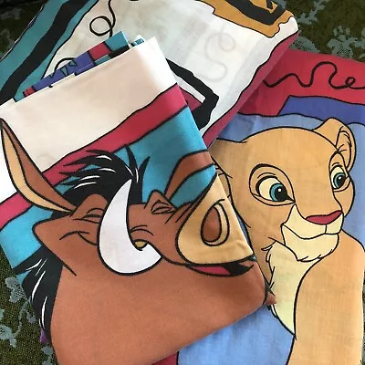 VTG Disney The Lion King Twin Size Complete Bed Sheet Set Flat Fitted Pillowcase • $71.70