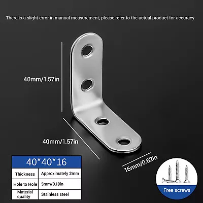 1.5  L-Shaped Bracket Corner Brace Stainless Steel Bracket Right Angle W/Screws • $8.64