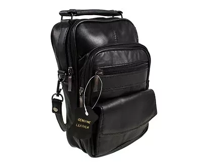 Mens/Ladies Sheep Nappa Leather Shoulder/Carry/Travel/Flight Bag Multiple Pocket • £12.99