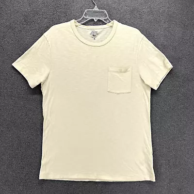 J. Crew T Shirt Mens Medium Beige Garment-Dyed Slub Cotton Crewneck Pocket Tee • $19.99