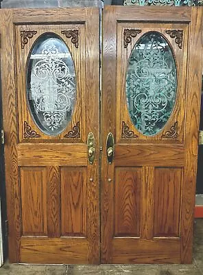 Double Entry Doors With Acid Etched Glass  79.5 X 60 • $1600