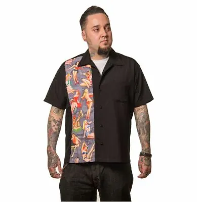 Steady Clothing Rockabilly Pin Up Panel Bowling Shirt - Size S • £35