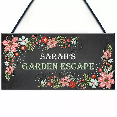 Personalised Garden Sign For Outdoors Garden Escape Sign Any Name Floral Sign • £5.99