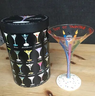 'Love My Martini' Lolita Hand Painted Martini Glass 'Happy Birthday-tini' • £9.50